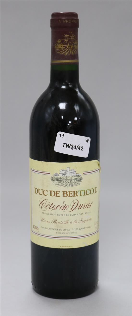 Eleven bottles of Duc de Berticot, Cotes de Duras, 1986.